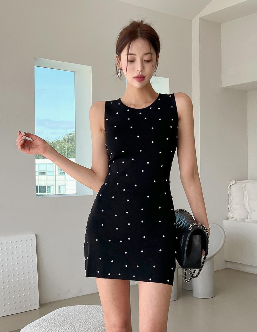 【dress】ノースリーブビジューワンピース　M25261
