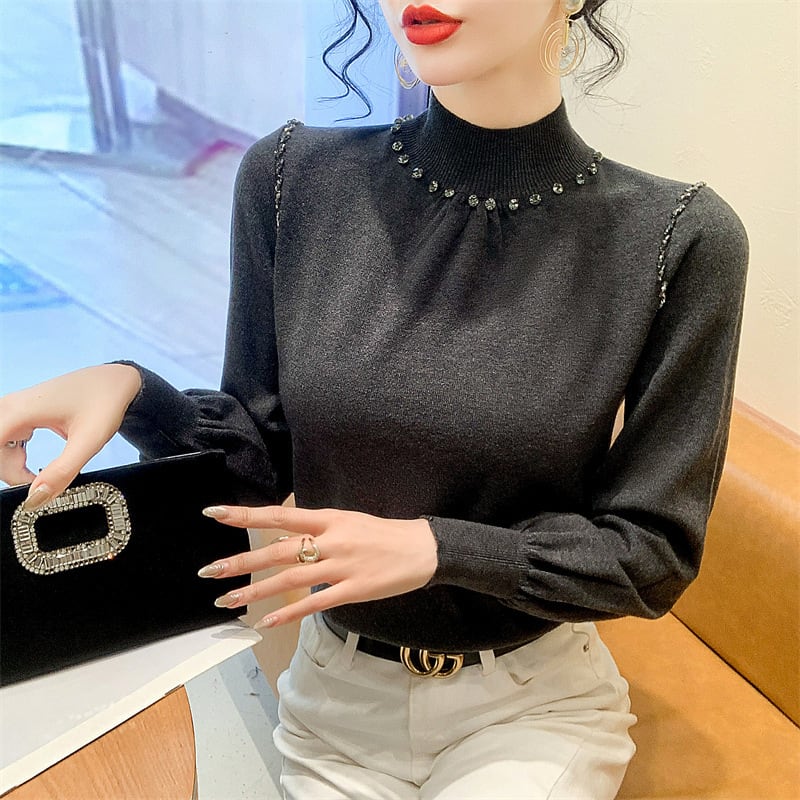 【tops】ビジューニットトップス　M27840