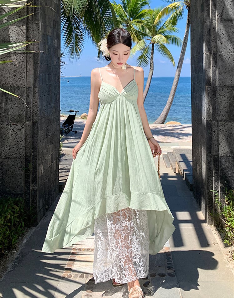 【dress】レース切り替えキャミワンピース　M25185