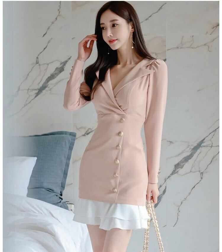 【dress】フリルドッキングワンピース　M18650