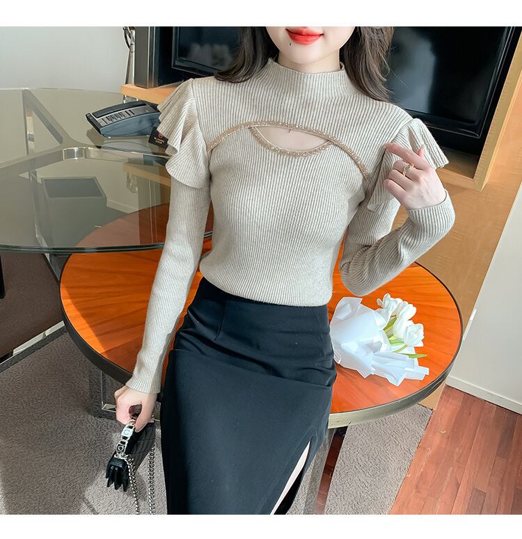 【tops】フリルニットトップス　M18859