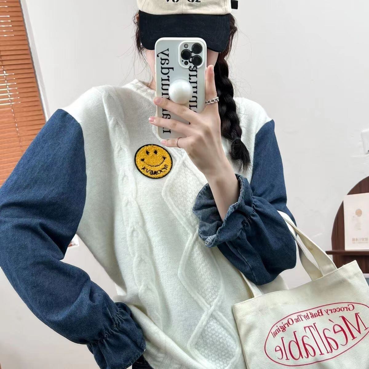 【tops】ドッキングニットセーター　M18457