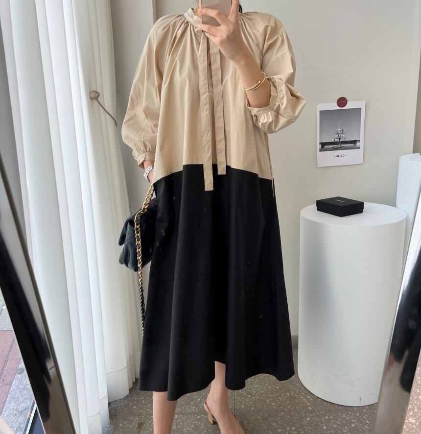 【dress】配色カジュアルワンピース　M18692
