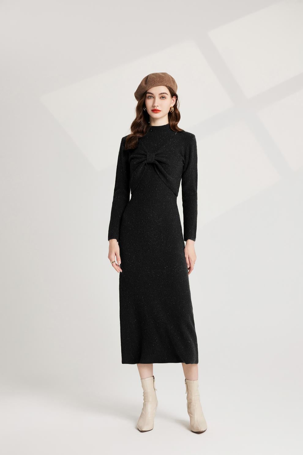 【dress】リボンニットトップス×ベストワンピースセット　M26251