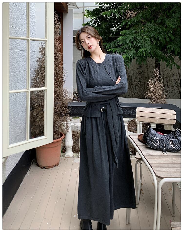【set】ニットカーデ×ベストワンピースセット　M26964