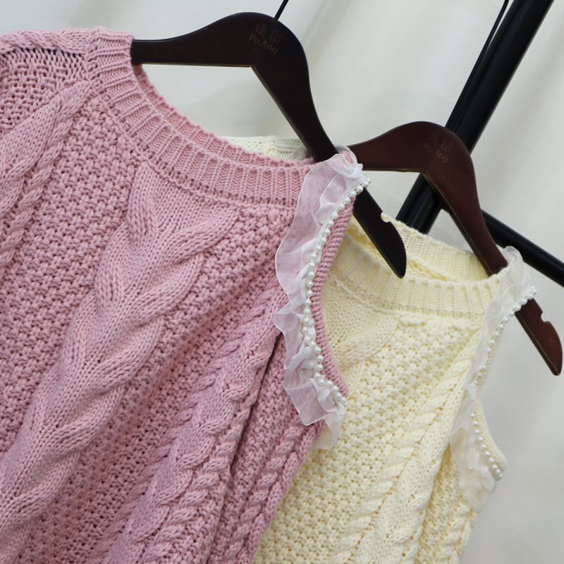 【tops】オフショルダーニットセーター　M25441