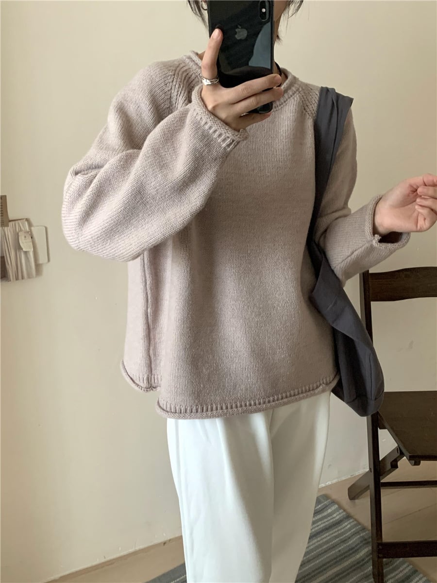 【tops】クルーネックニットセーター　M18672