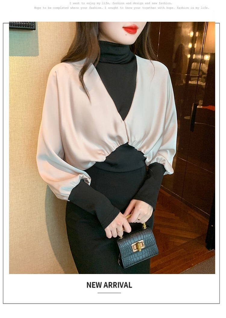【tops】ドッキングシャツトップス　M18767