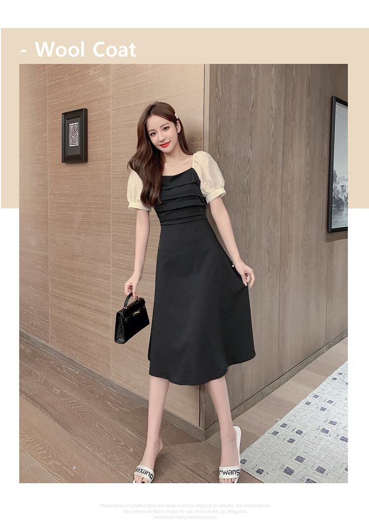 【dress】好感度UP!気質満点レトロパフスリーブ切り替えワンピース