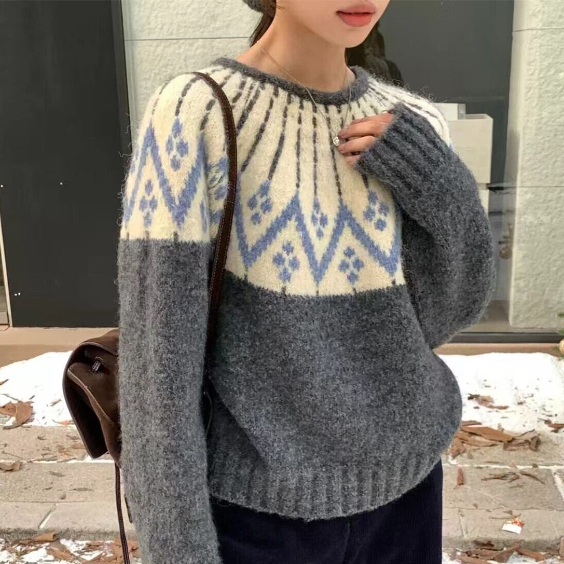 【tops】クルーネックニットセーター　M27696