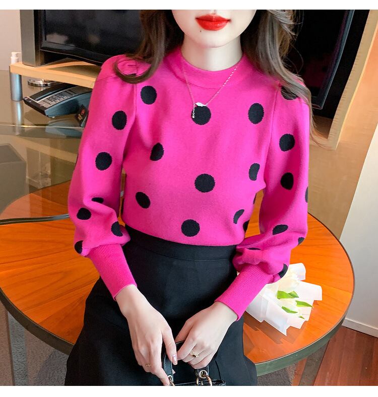 【tops】ドット柄ニットセーターG17322
