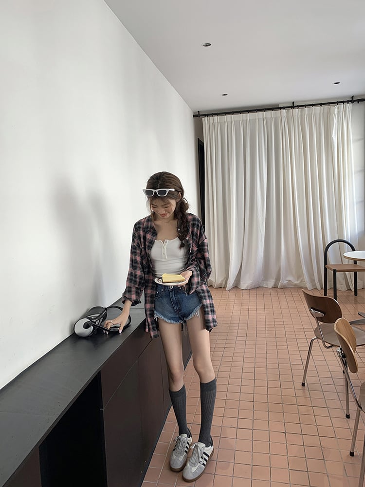 【tops】チェック柄シャツトップス　M25331