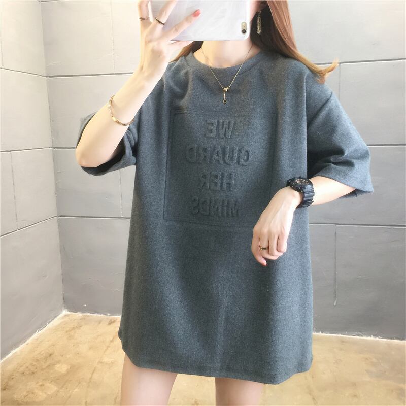 【tops】清新合わせやすいラウンドネック半袖ゆったり着回しファッションTシャツF0032