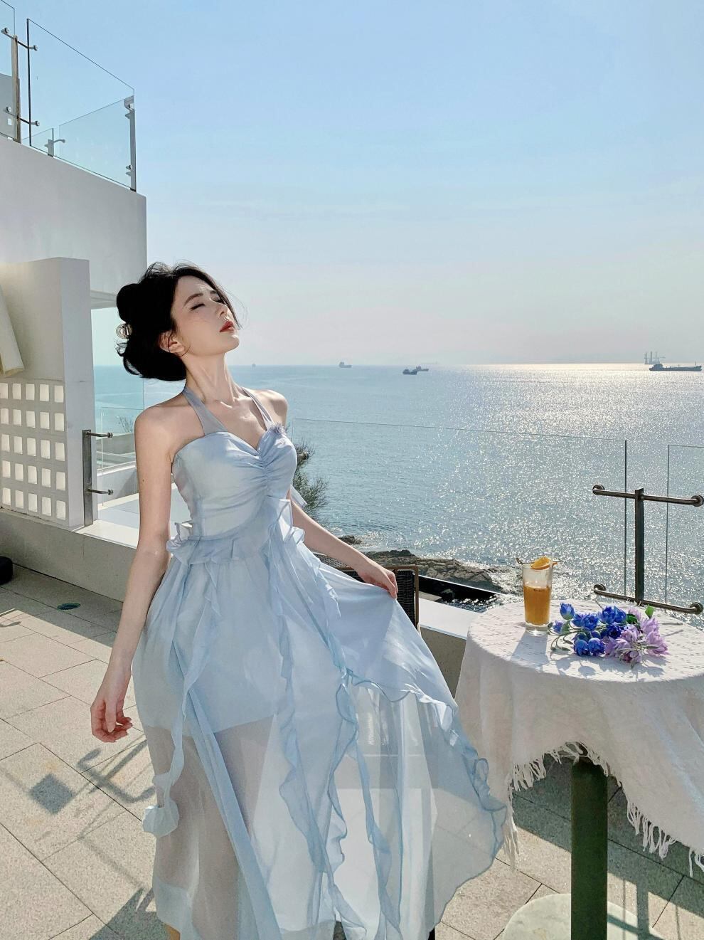 【dress】ホルターネックフリルワンピース　M30184