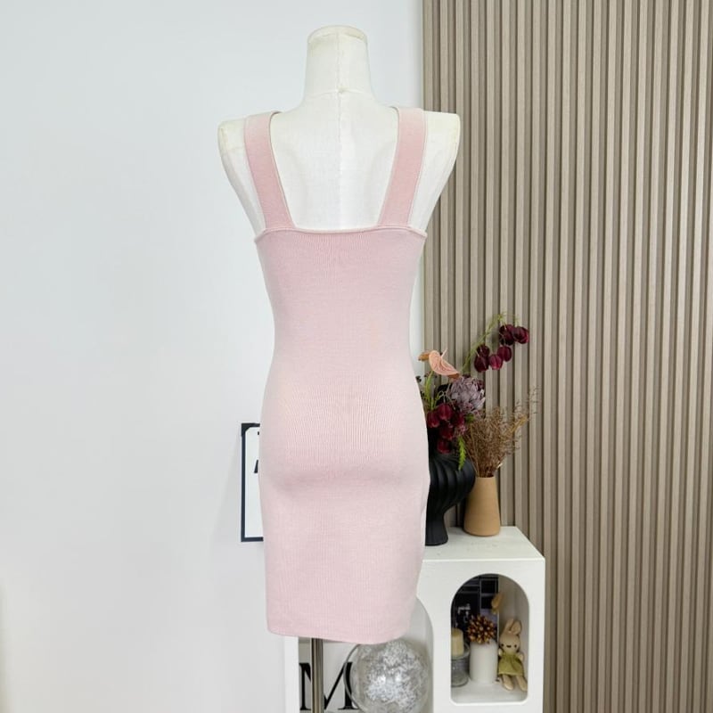 【dress】リボン付きホルターネックニットワンピース Q7374