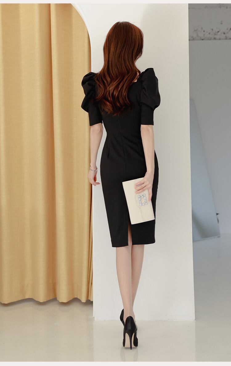 【dress】Vネックパフスリーブワンピース G21448