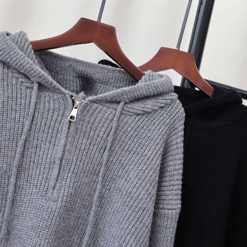 【tops】フード付きニットセーター　M27561
