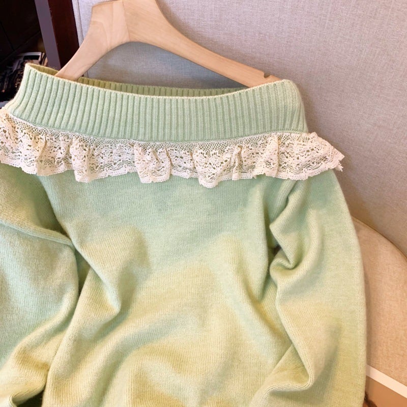 【tops】レース切り替えニットセーター　M29192