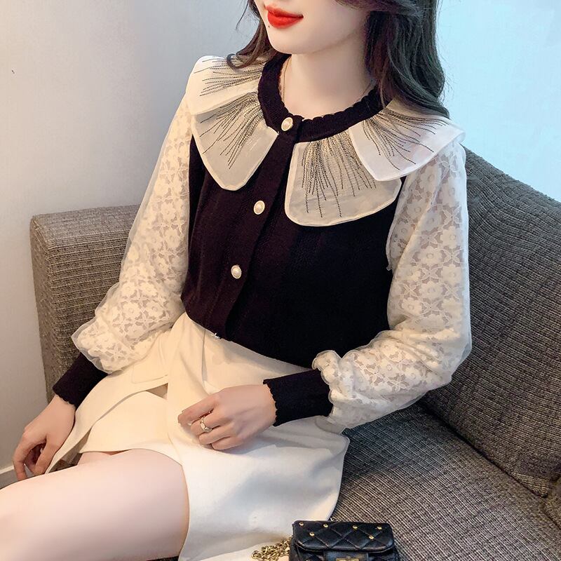 【tops】ドッキングニットトップス　M18814