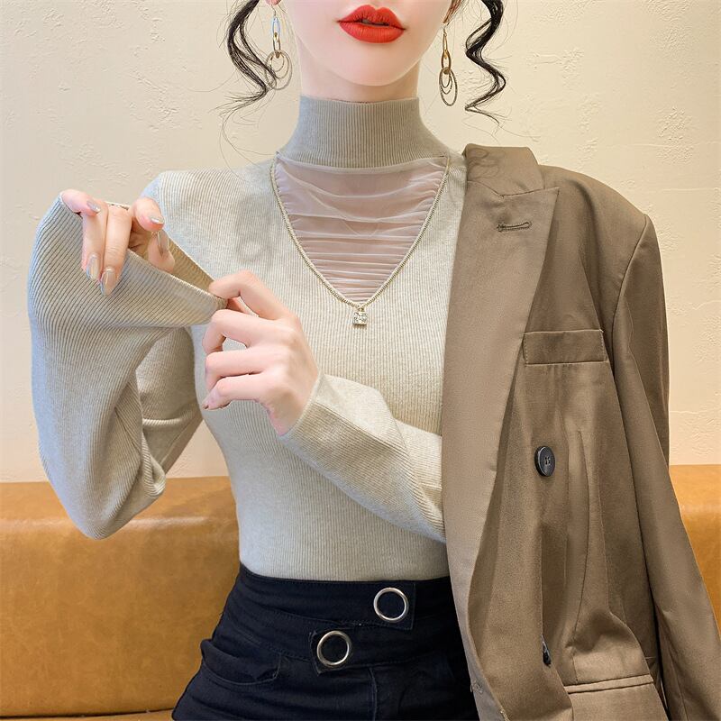 【tops】チュールドッキングニットトップス　M27626