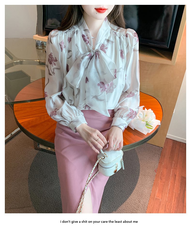 【tops】リボン付きシャツトップス　M28157