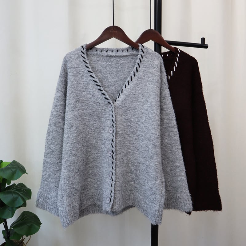【outer】Vネックニットカーデ　M25695
