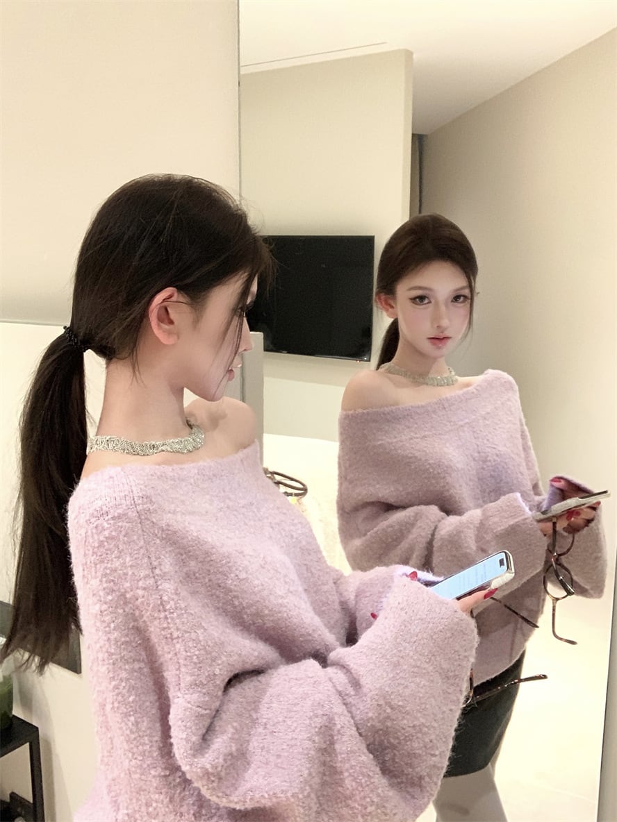 【tops】オフショルダーニットセーター　M28417