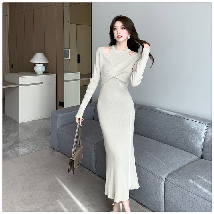 【dress】切り替えニットワンピース　M28022