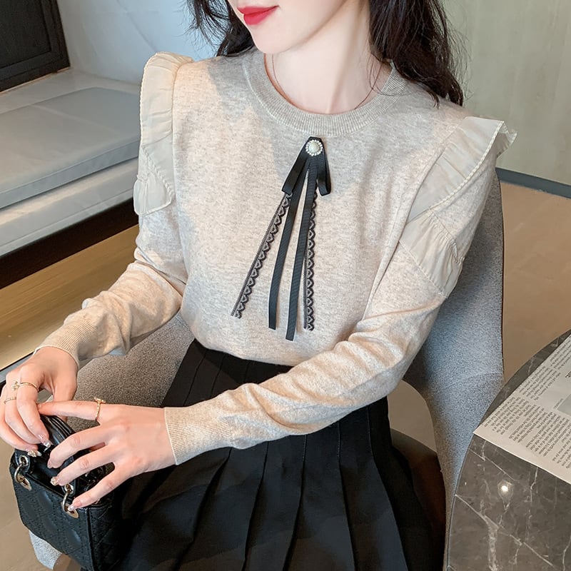 【tops】フリルニットトップス　M26211