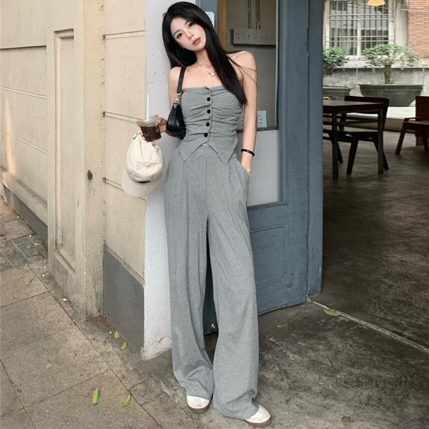 【set】ベアトップ+カジュアルパンツ２点セットG21035