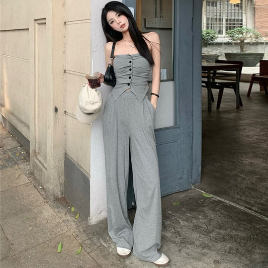 【set】ベアトップ+カジュアルパンツ２点セットG21035