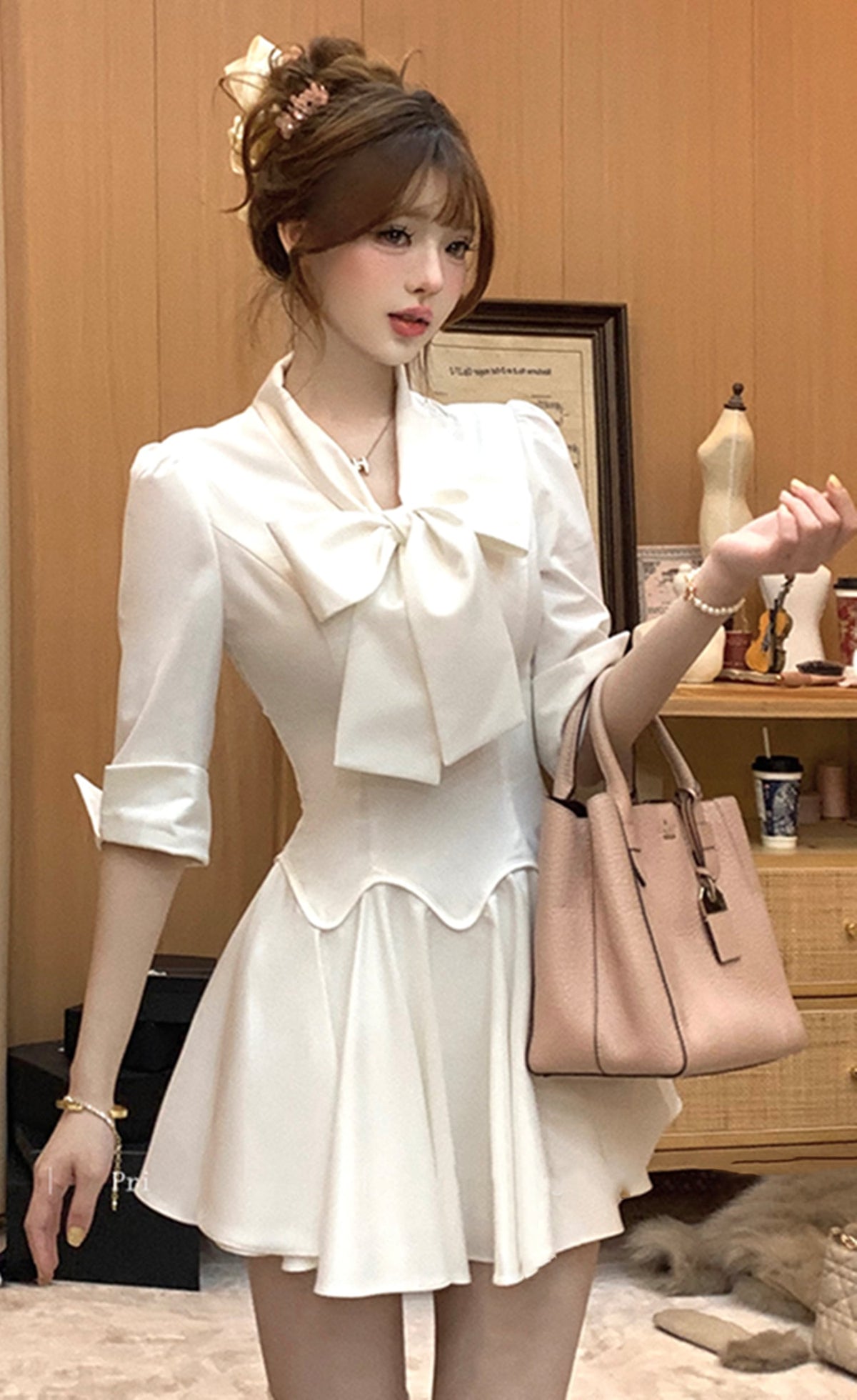【dress】リボンシャツワンピース　N3016
