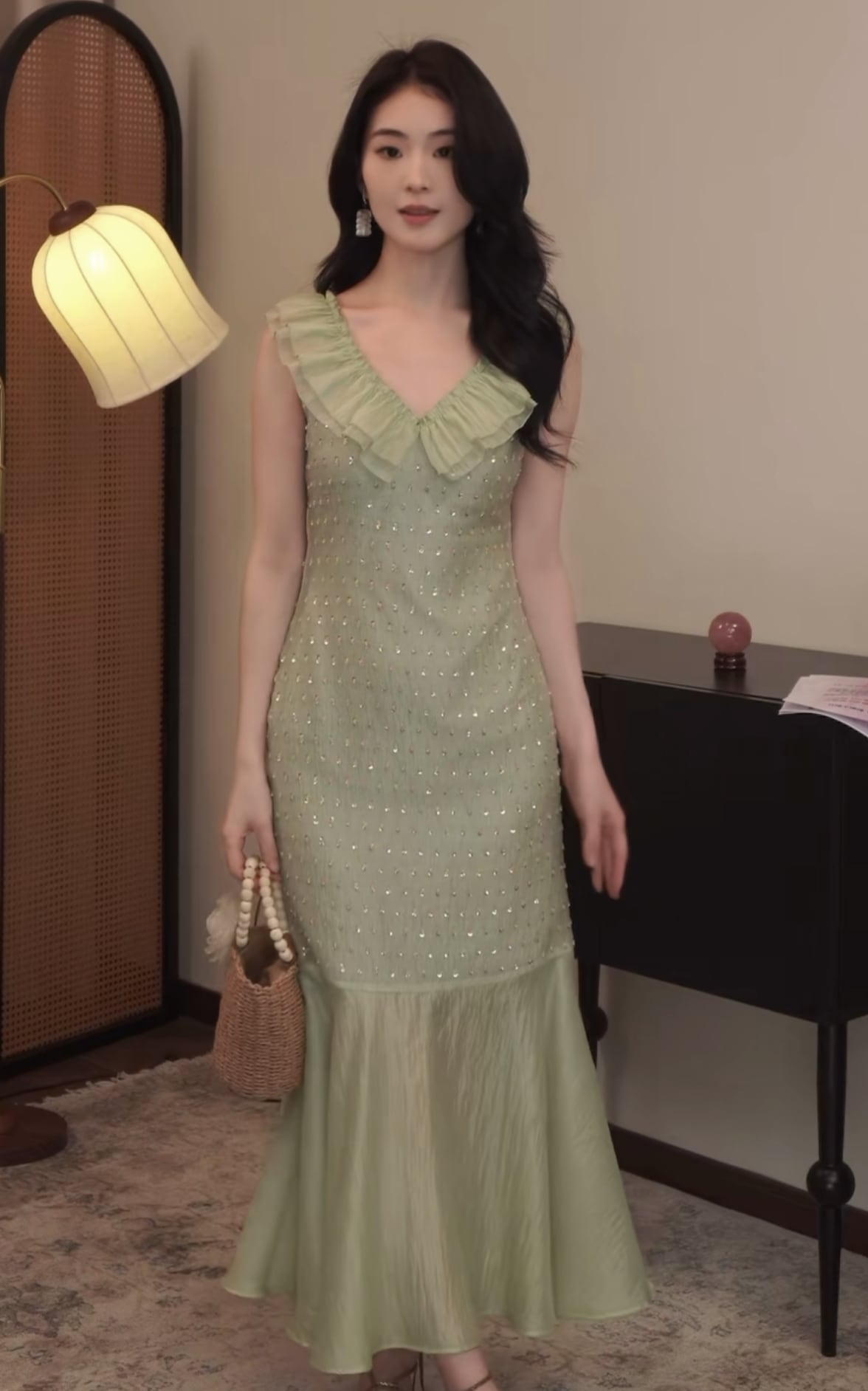 【dress】スパンコール付きマーメイドワンピース　N2987