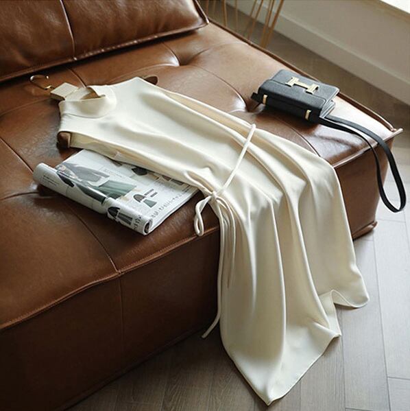 【dress】女性力を高める〜エレガントOL通勤ハーフネックノースリーブ無地韓国ファッションワンピースF2161