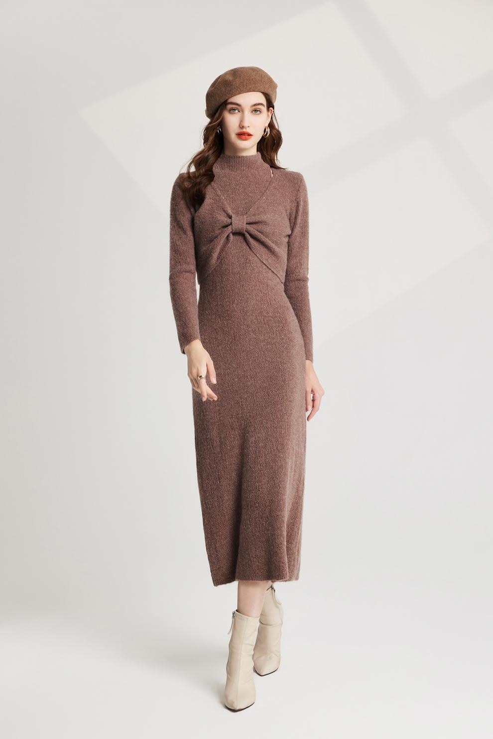 【dress】リボンニットトップス×ベストワンピースセット　M26251