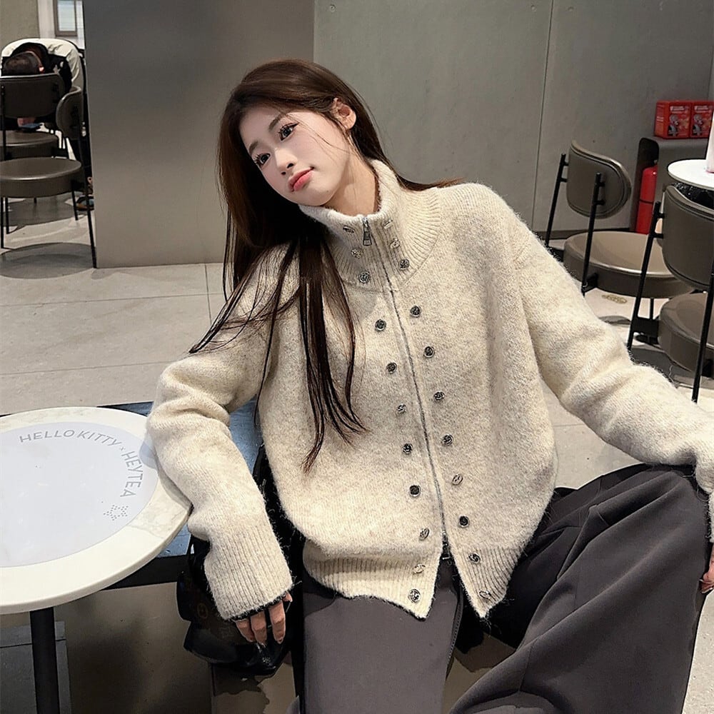 【outer】ファスナーニットカーデ　M28861