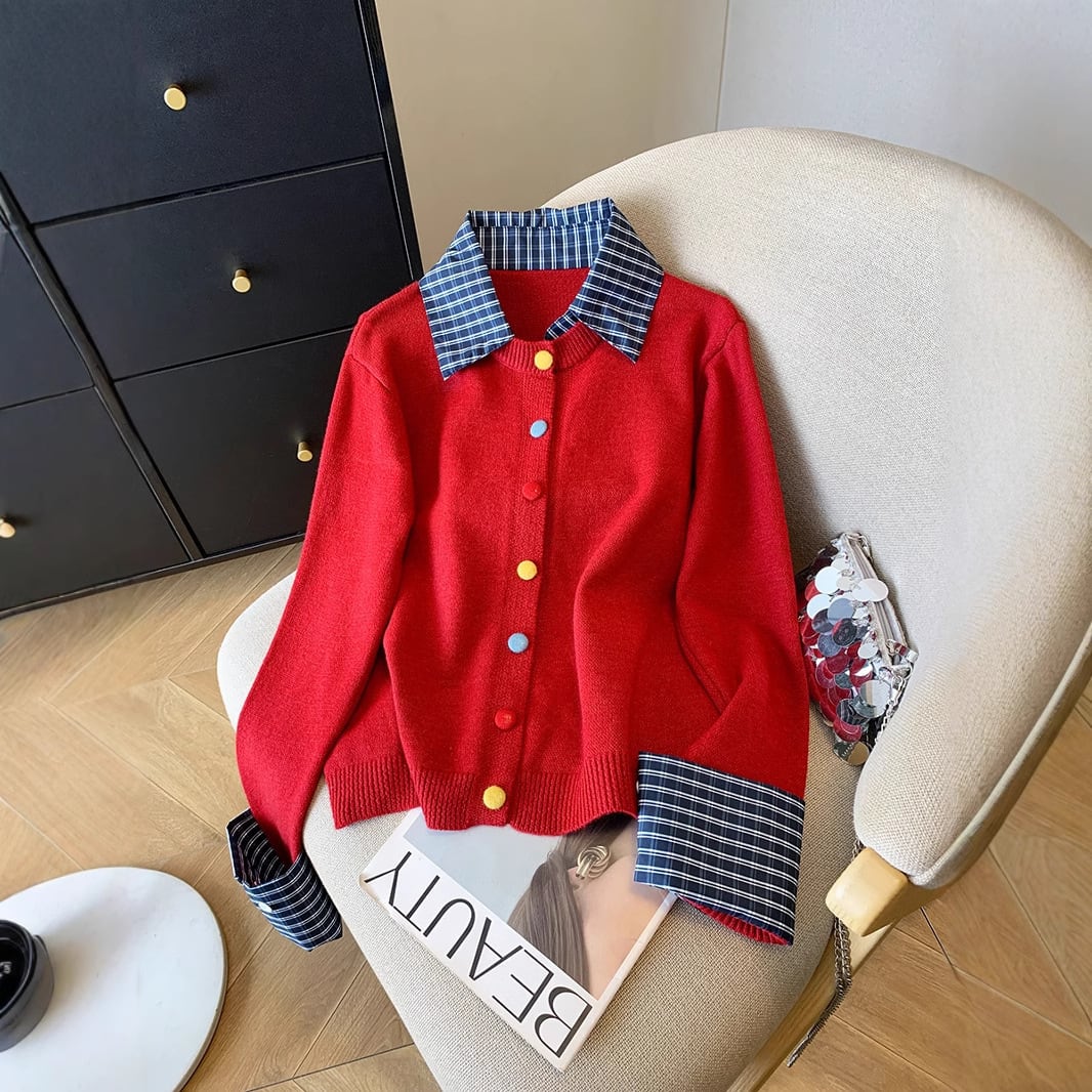 【outer】ドッキングニットカーデ　M29226