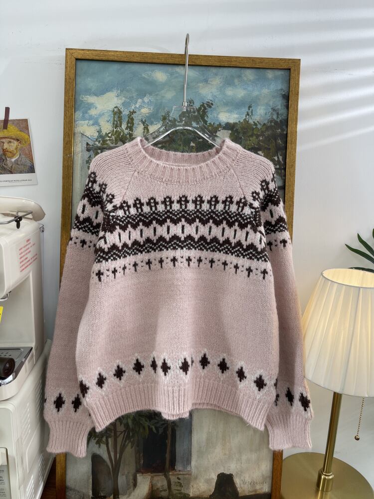 【tops】プリントニットセーター　M27509
