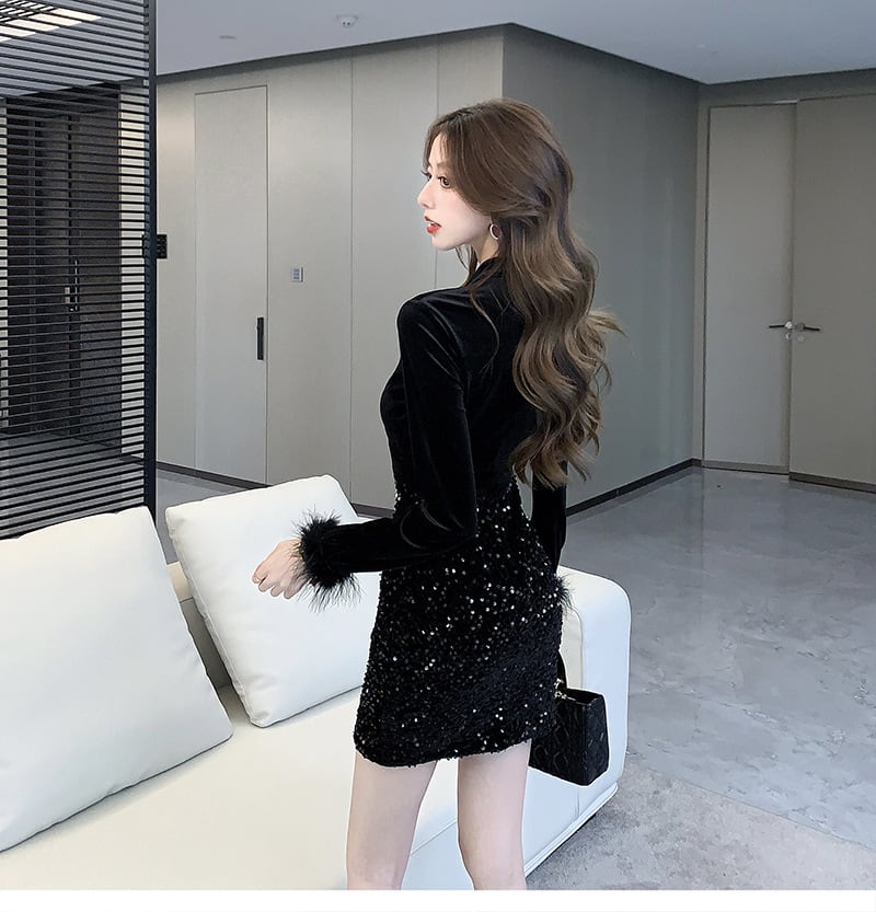 【dress】スパンコールデートワンピース　M27448