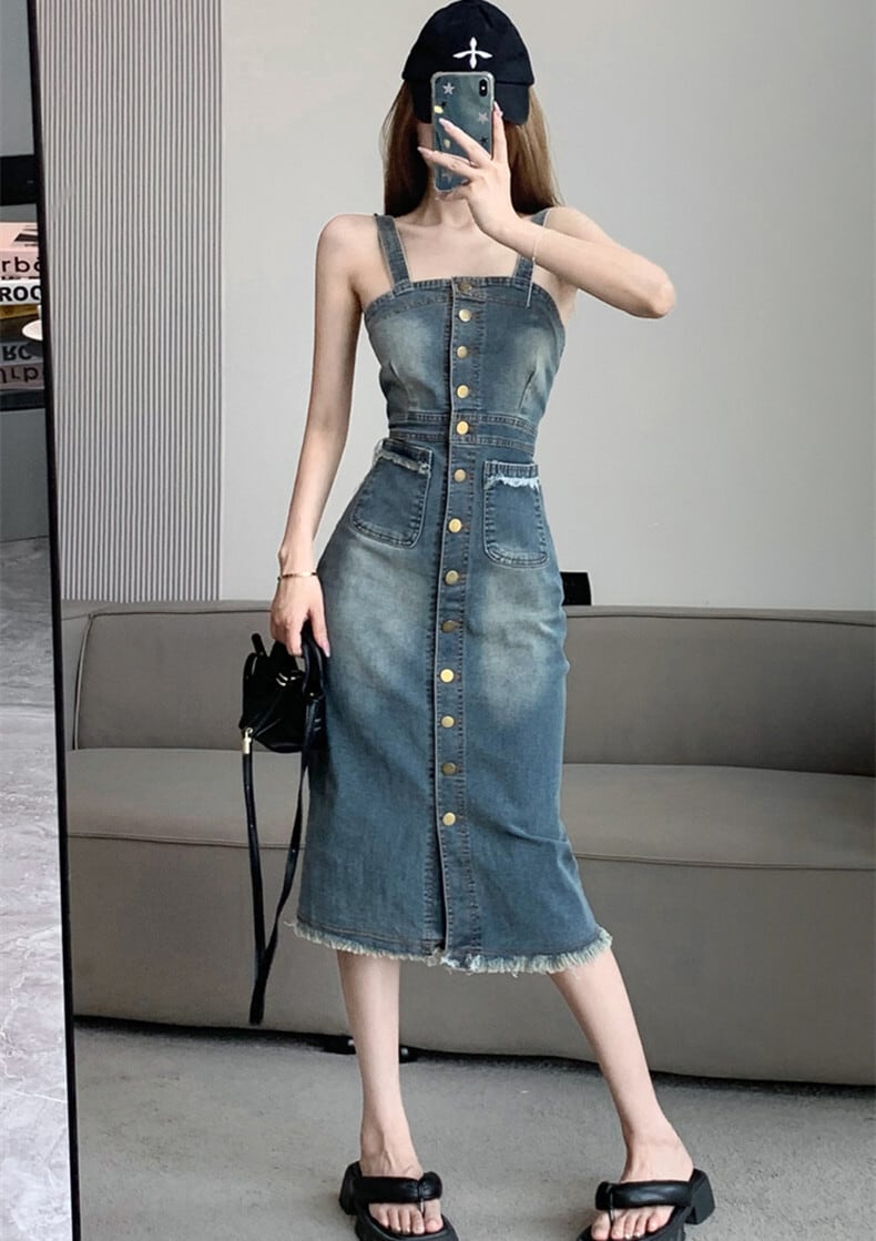 【dress】デニムサロペットワンピース　M24636