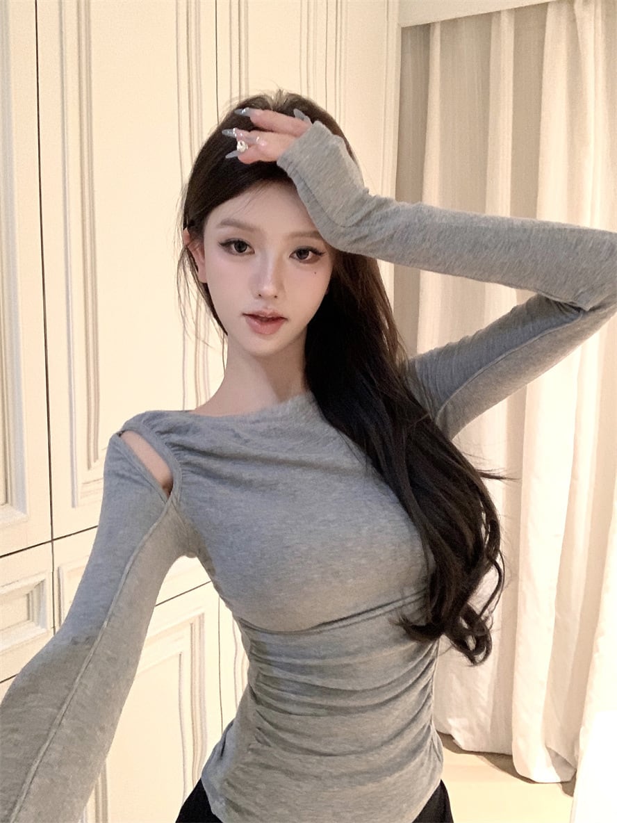 【tops】ショルダースリットニットトップス　M28414