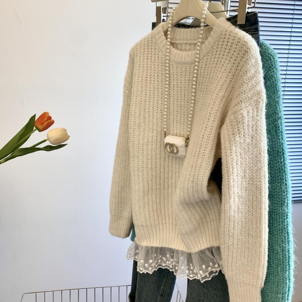 【tops】レース切り替えニットセーター　M29275