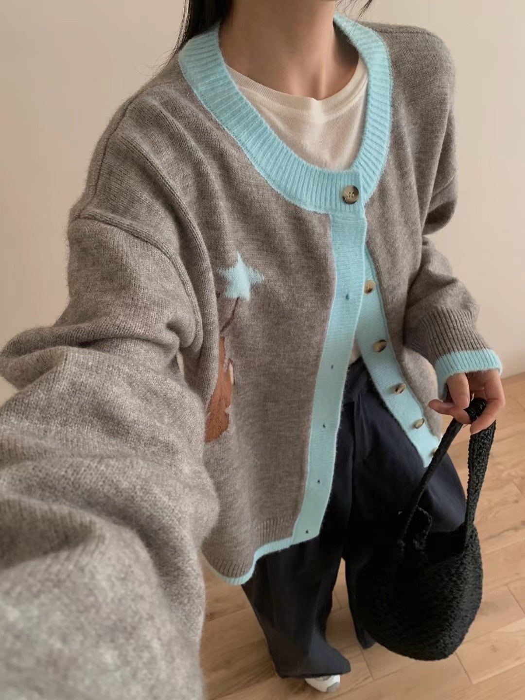 【outer】くまちゃんニットカーデ　M26336