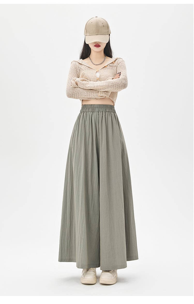 【bottoms】3色ウエストゴムガウチョパンツF7490