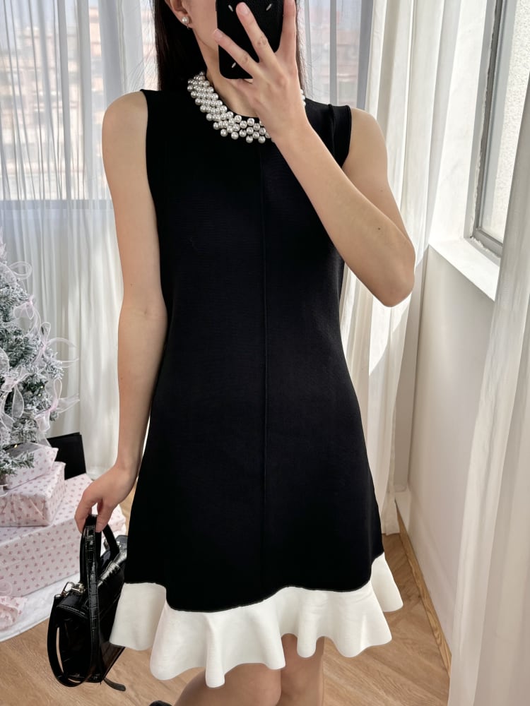 【dress】パールネックドッキングミニワンピース　N3007