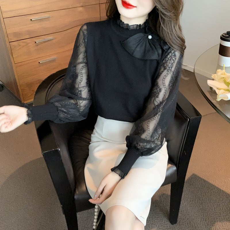 【tops】チュールドッキングニットトップス　M27139