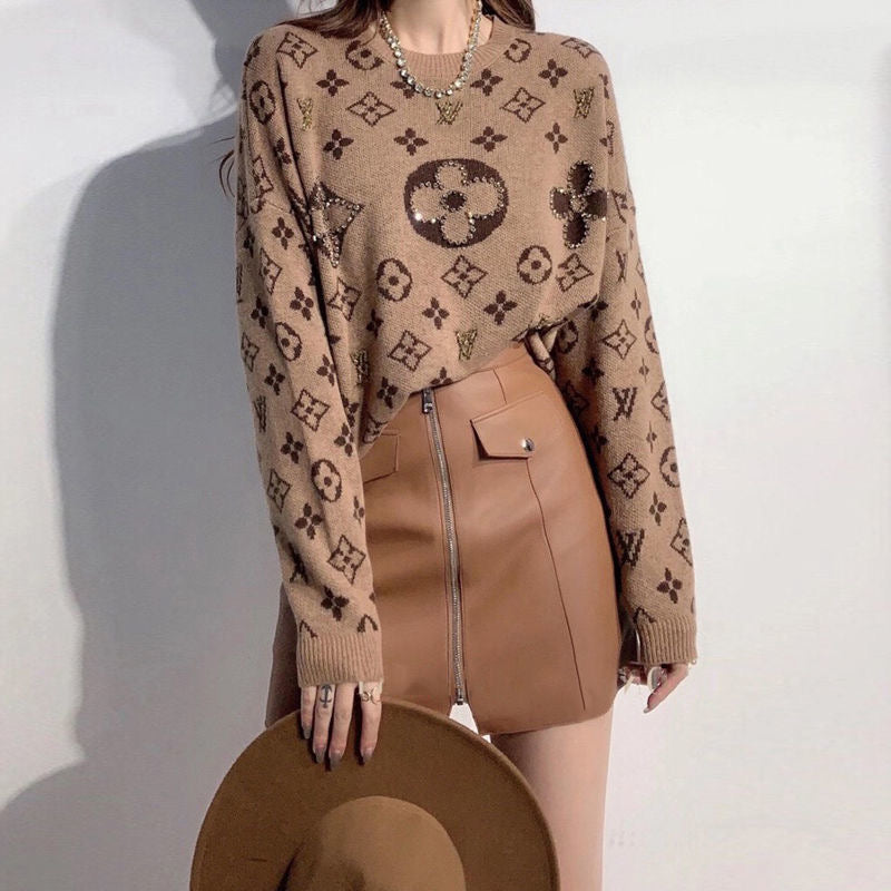 【tops】2色長袖ニットセーターF8144