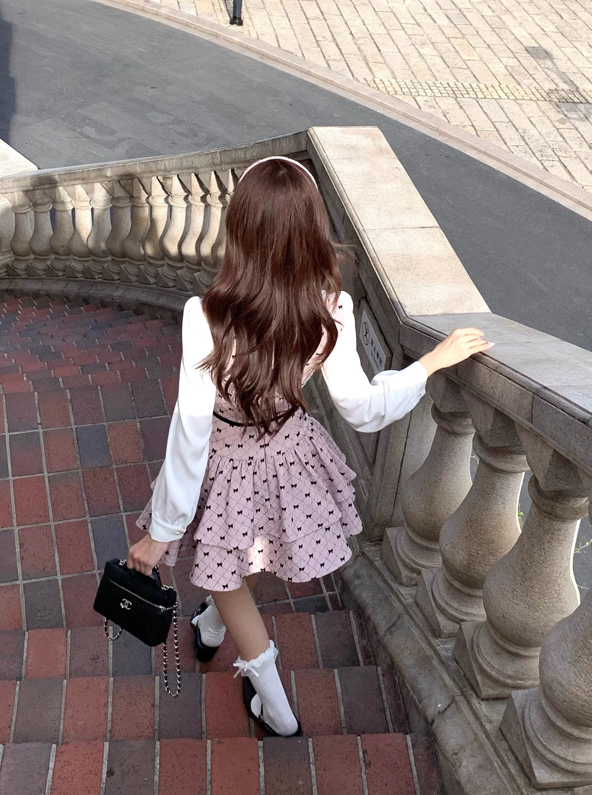 【dress】ピーターパンカラーフェイクレイヤードワンピース Q7570