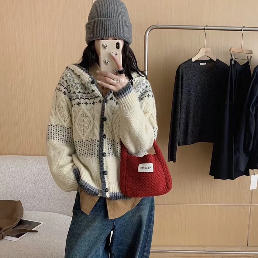 【outer】ジャカードニットカーデ　M27129