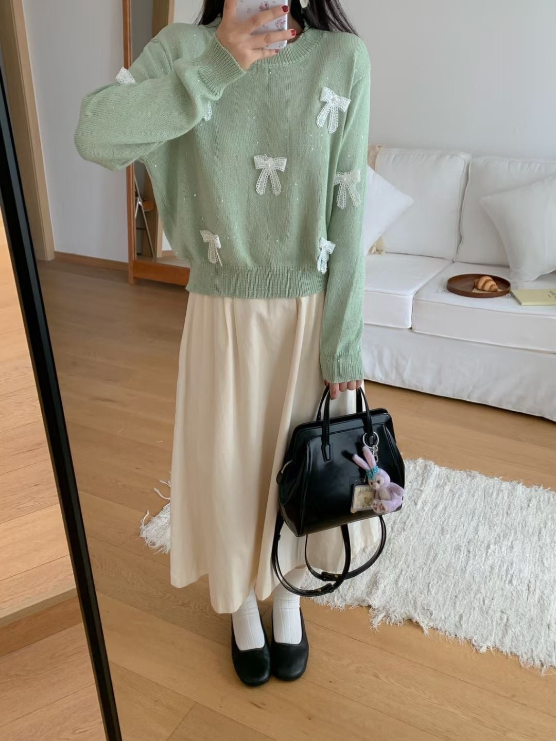 【tops】リボン付きニットセーター　M25921